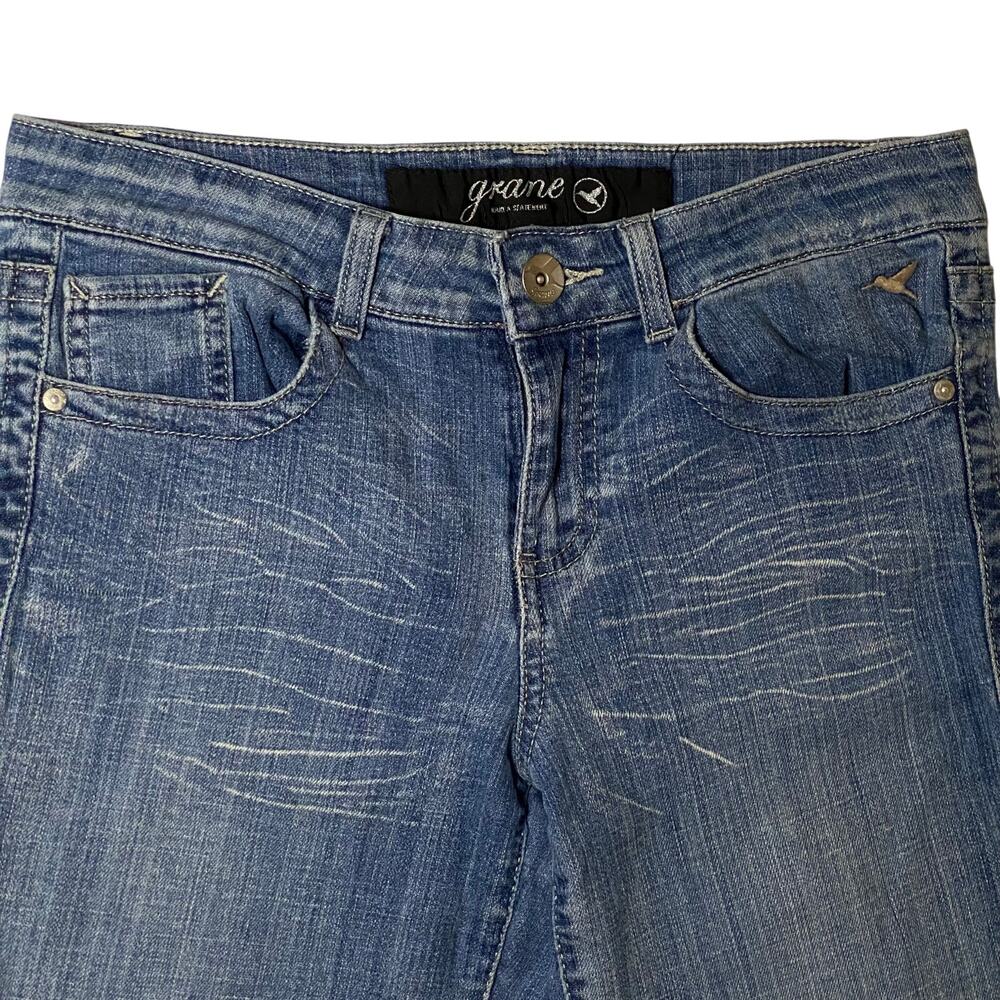Y2K LowRise Flare Leg Embroidered Detailed Pocket Vtg 2000s Denim Light Wash - Picture 4 of 10